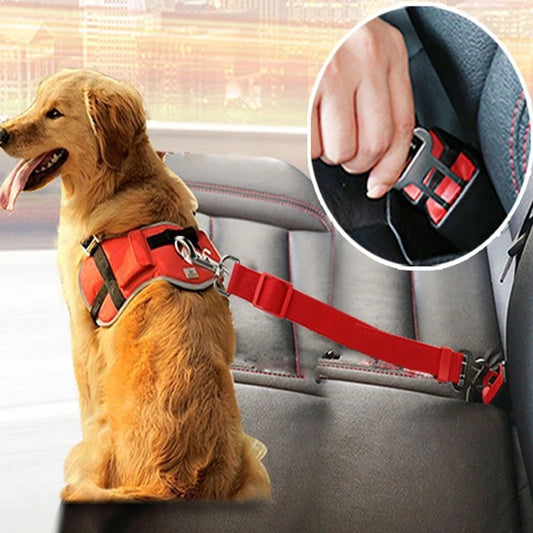 Adjustable Dog and Cat Car Seat Belt – Pet Safety Harness with Clip for Vehicles