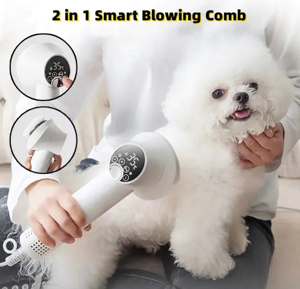 Pet Hair Dryer – Portable 2-in-1 Dog and Cat Grooming Dryer with Brush