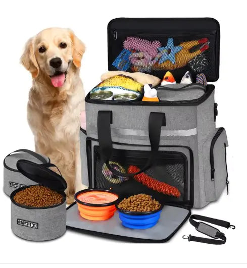 Pet Travel Bag with Essentials – All-in-One Carrier for Dogs and Cats