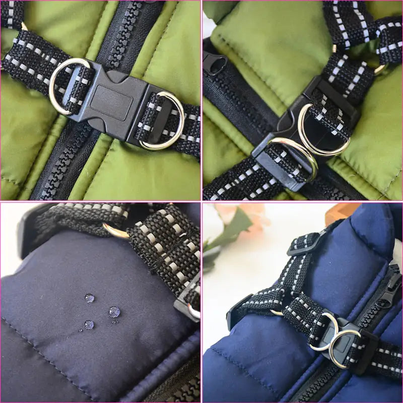 Winter Dog Jacket With Built-In Harness