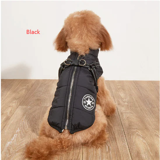 Winter Dog Jacket With Built-In Harness