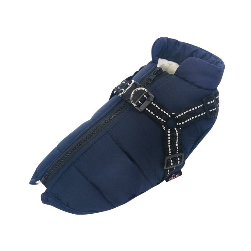 Winter Dog Jacket With Built-In Harness