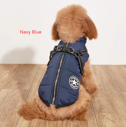 Winter Dog Jacket With Built-In Harness