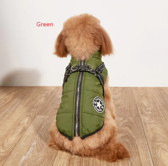 Winter Dog Jacket With Built-In Harness