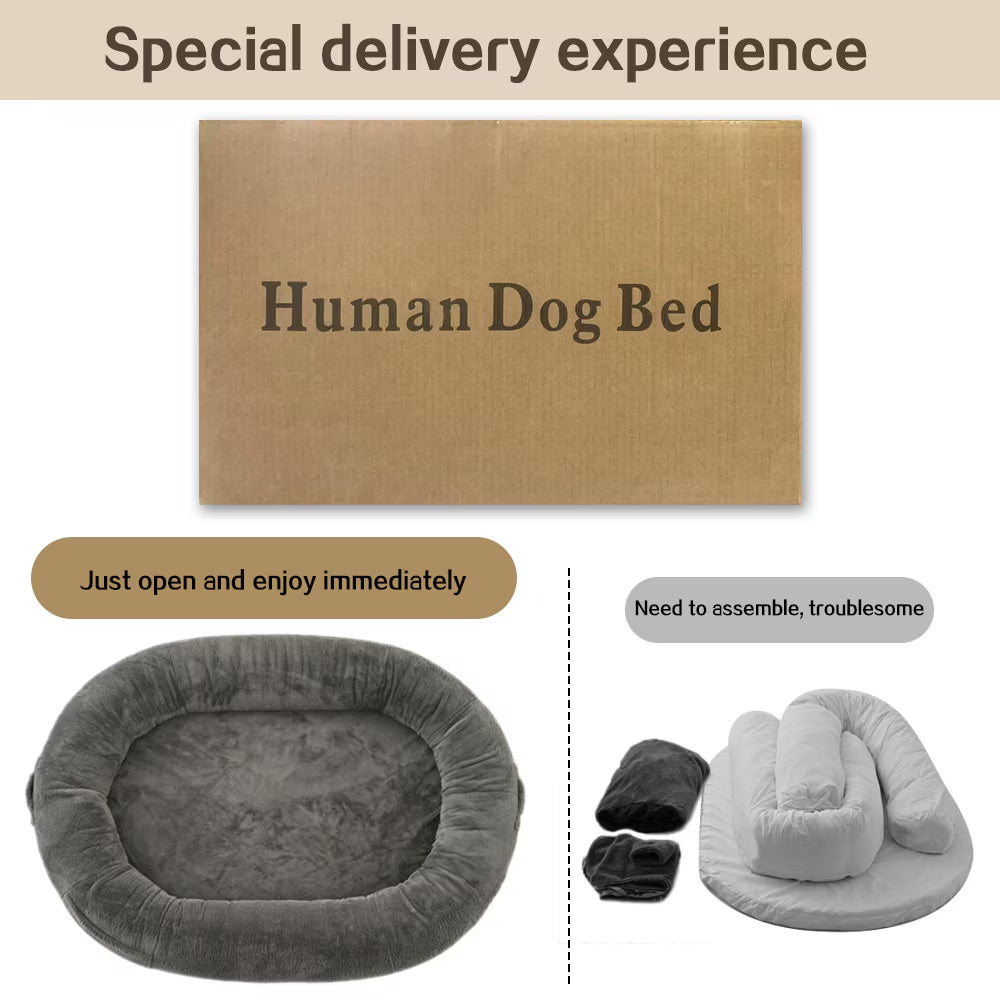 Large Light Gray Human Dog Bed