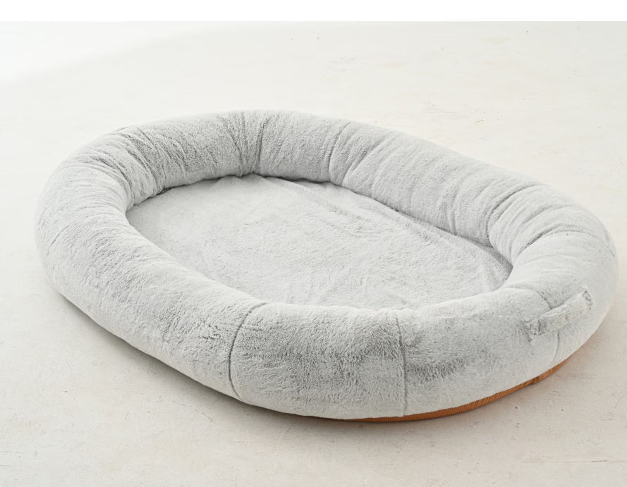 Large Light Gray Human Dog Bed